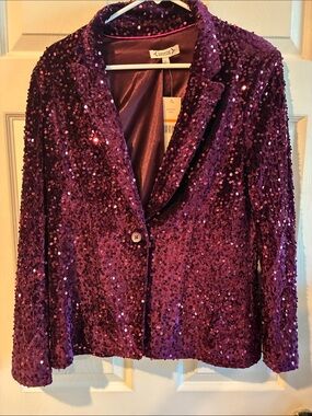Nanette Lepore Size Small Purple Sequin Blazer NWT
